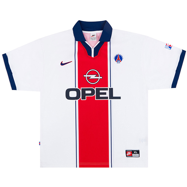 Paris Saint Germain maglia storica da trasferta del t-shirt sportiva da calcio per seconda vintage PSG divisa da uomo 1997-1998